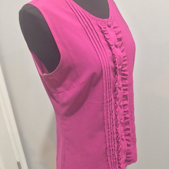 BR PINK  blouse Ruffled Light Button Up Small - Picture 5 of 8
